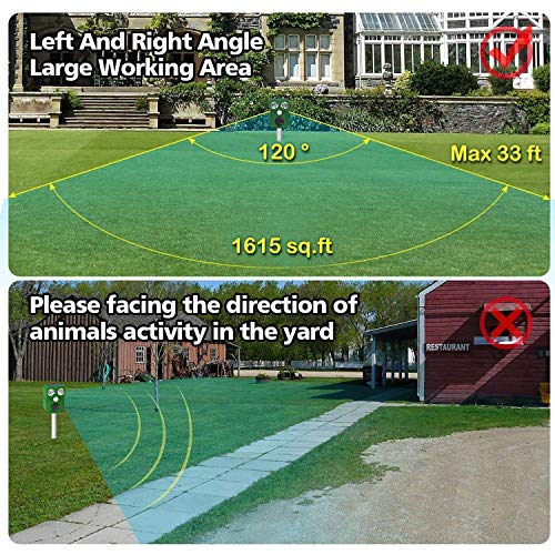 Repelente de Gatos, LED Solar Repelente Ultrasónico para Animales para Jardin , Ahuyentador Gatos para Zorro, Gatos, Perros, Aves, Ardillas, Paloma, Ratas