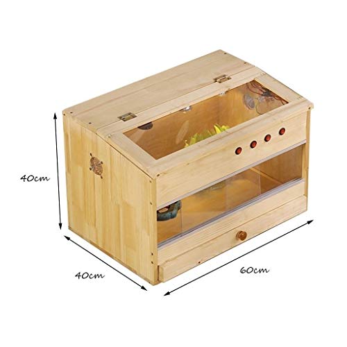 Reptil como mascota Vivarium casa casera, reloj de Crianza cisterna reptil anfibio jaula lagarto tortuga serpiente caja de cristal caja de gato perro casa del animal doméstico ( Size : 60*40*40CM )