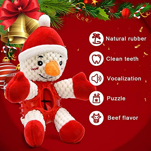 RONHIAS Juguetes para perros de Papá Noel de Navidad, juguetes para masticar, cuerda para morder, juguetes de peluche con sonido, juguetes chillones para perros ​(muñeco de nieve de Navidad