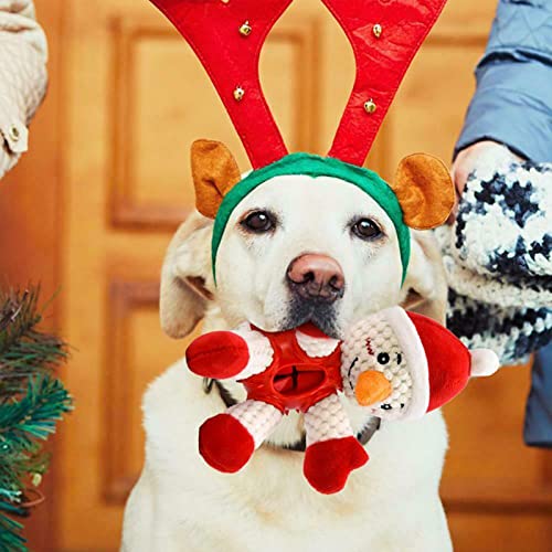 RONHIAS Juguetes para perros de Papá Noel de Navidad, juguetes para masticar, cuerda para morder, juguetes de peluche con sonido, juguetes chillones para perros ​(muñeco de nieve de Navidad