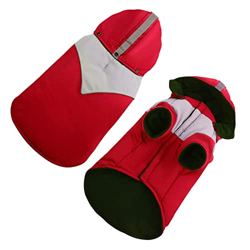 Ropa para Perros, Ropa para Perros pequeños, Ropa para Mascotas, Perros, Gatos, Abrigo de algodón para Perros, Chaleco de algodón, Abrigo cálido, Abrigo con Capucha (Medium, Rojo)