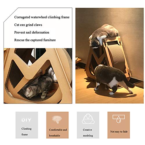 RSTJ-Sjef Rueda De La Fortuna De La Cinta De Correr para Gatos 3 En 1, Rueda De Ejercicio Vertical Multifuncional para Rascar Gatos, Juguete Ideal para Que Jueguen Y Hagan Deportes,S