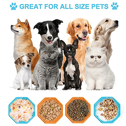 Ruankenshop Comedero Perros Lento Comedero Perro Antivoracidad Gran Perro Cuenco de Rompecabezas no tóxico No Skid tazón Gato tazón alimentador Blue