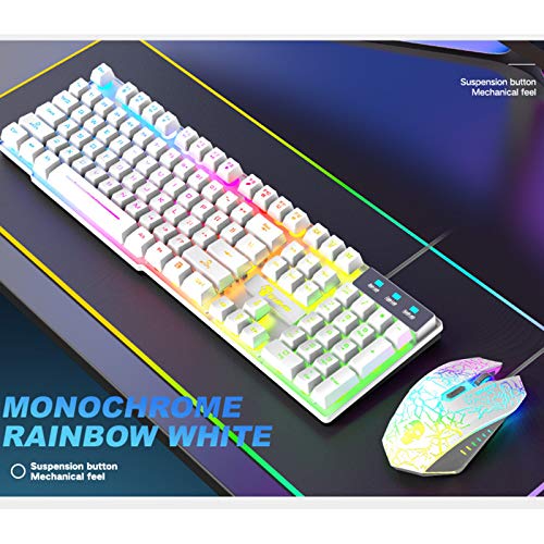 Ruiqas Combo de ratón con cable con luz de fondo colorida para computadora de escritorio computadora portátil Gaming teclado conjunto de ratón