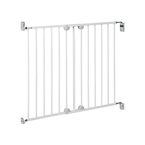 Safety 1st Wallfix Barrera de seguridad extensible para escaleras y puertas, puerta para niños y perros para uso interior, para aberturas de 60-102 cm, color blanco