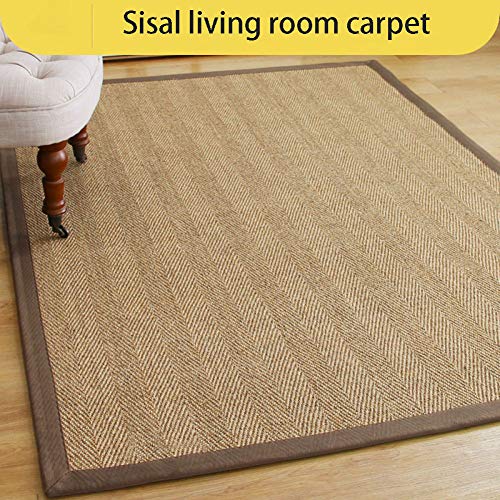 SCAHUN Alfombra De Sisal,Felpudo Borde De AlgodóN No Tejido Fondo Antideslizante Sala Mesa De Café Alfombra Rascador De Gato Alfombra,Brown-80×120CM