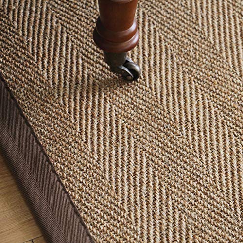 SCAHUN Alfombra De Sisal,Felpudo Borde De AlgodóN No Tejido Fondo Antideslizante Sala Mesa De Café Alfombra Rascador De Gato Alfombra,Brown-80×120CM