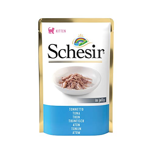 Schesir, Comida Húmeda para Gatitos, Sabor bacoreta en gelatina Blanda - Total 1,7 kg (20 Sobres x 85 gr)