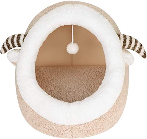SCRT Linda del animal doméstico del iglú Cama cueva del gato acogedora cama del perrito de la abrazo de cama caliente suave nido de lana de cordero for mascotas Pequeño perro cama for dormir Cat House