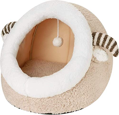 SCRT Linda del animal doméstico del iglú Cama cueva del gato acogedora cama del perrito de la abrazo de cama caliente suave nido de lana de cordero for mascotas Pequeño perro cama for dormir Cat House