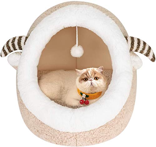 SCRT Linda del animal doméstico del iglú Cama cueva del gato acogedora cama del perrito de la abrazo de cama caliente suave nido de lana de cordero for mascotas Pequeño perro cama for dormir Cat House