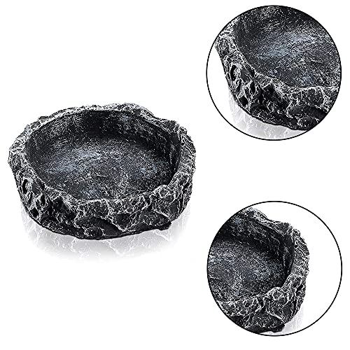 SDFAA 2 Piezas Comedero para Reptiles, Cuenco de Comida de Roca, Alimentador de Reptiles, Alimentador de Lagartos, Plato de Resina Duradero Alimentador de Lagarto para Tortuga Lagarto Camaleón Gecko