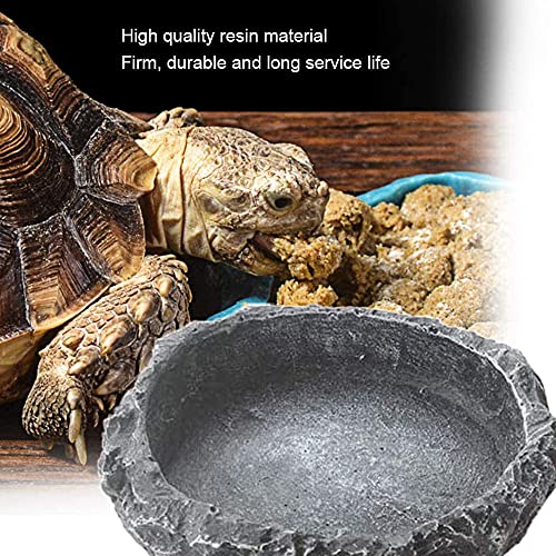 SDFAA 2 Piezas Comedero para Reptiles, Cuenco de Comida de Roca, Alimentador de Reptiles, Alimentador de Lagartos, Plato de Resina Duradero Alimentador de Lagarto para Tortuga Lagarto Camaleón Gecko