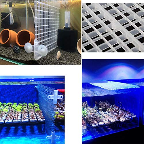 Separador de Acuario 6 Piezas Malla Divisoria del Tanque del Acuario con 12 x Ventosa para Acuario Pecera Parte Inferior con Aislamiento