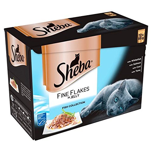 Sheba Bolsas de copos finos para peces en gelatina, 12 x 85 g (paquete de 6)