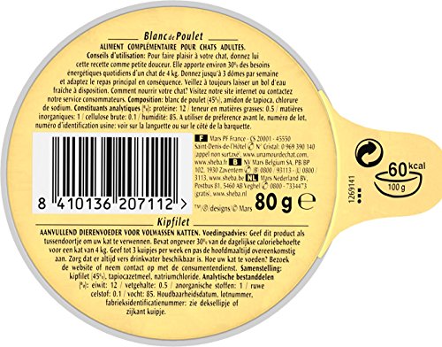 Sheba Dômes pour Chat Adulte – Friandise aux filets de Blanc de poulet en Sauce – Barquettes Snack 24 x 80g
