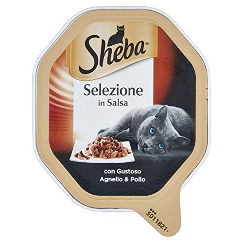 Sheba Selección en Salsa con Sabroso Cordero y Pollo 85 g – Comida para Gato – 22 Paquetes