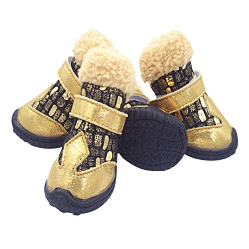 SHINROAD Botas de nieve para perros y mascotas, textura suave y mano de obra fina, cómodo patrón de piedra bronceadora transpirable mantener la calidez, cinta para mascotas para invierno negro 3