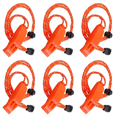 Silbidos de Supervivencia de Emergencia Silbidos de Seguridad plásticos con Lanyard reflexivo 6pcs, silbidos de Supervivencia