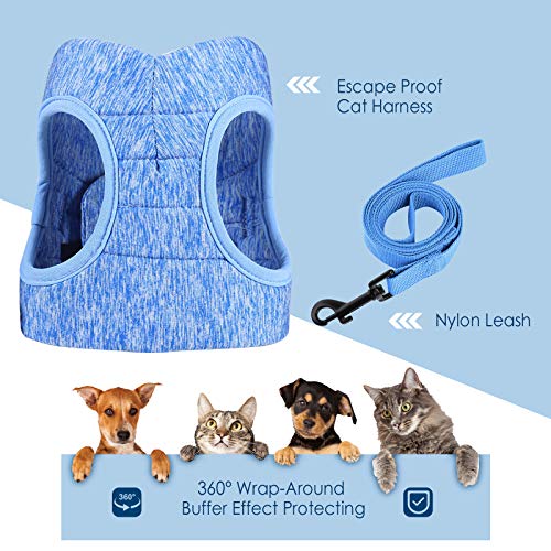 Simpeak Arnés Gatos, Arnés para Gatos con Correa Antiescape, Ajustable Respirante Pequeña Chaleco para Cachorros, Azul, Medio