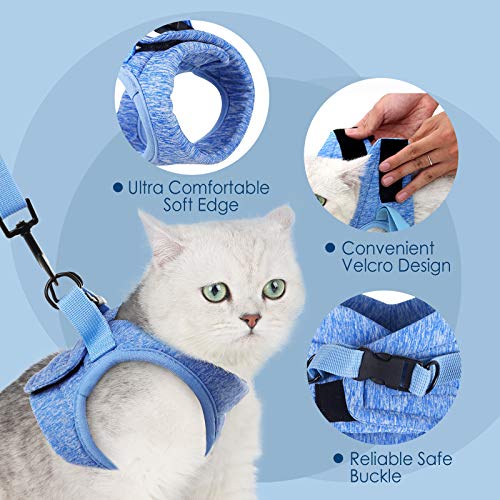 Simpeak Arnés Gatos, Arnés para Gatos con Correa Antiescape, Ajustable Respirante Pequeña Chaleco para Cachorros, Azul, Medio