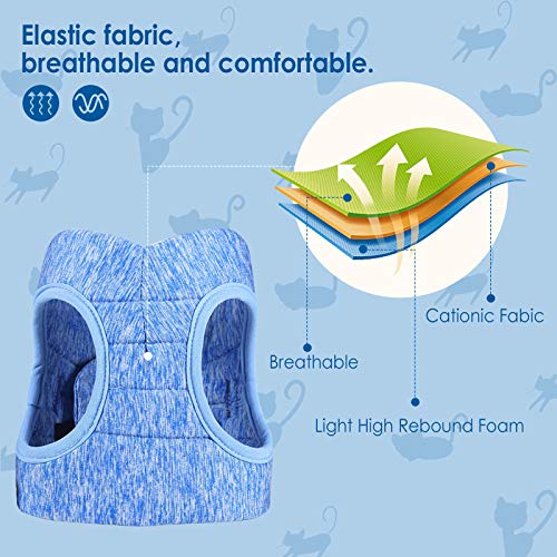 Simpeak Arnés Gatos, Arnés para Gatos con Correa Antiescape, Ajustable Respirante Pequeña Chaleco para Cachorros, Azul, Medio