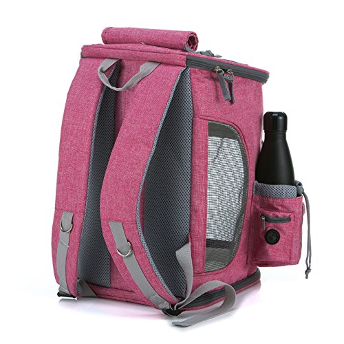 Sinobay Transportín para Mascotas, Mochila de Viaje, Lavable, Bolsillos Laterales para Botella de Agua y Bolsa de Basura, Almohadilla Desmontable y Lavable, Cachorro de Conejo, para Diario o de Viaje