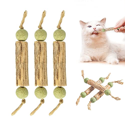 SIOPPKIK- Palitos de Catnip para Gatos, Juguete para morder para Gatos Natural Dental,3pcs