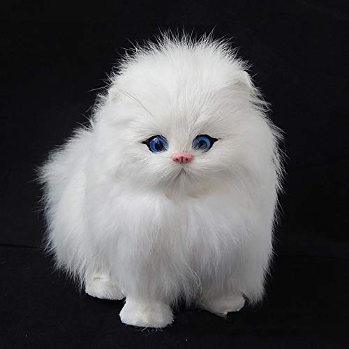 siqiwl Peluche Muñecas De Gato De Pelo Real, Juguete De Animales De Simulación, Gatos, Juguetes De Peluche para Gatos Y Mascotas, Adornos De Regalo De Cumpleaños