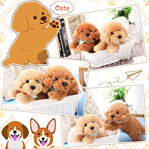 Skylety 2 Piezas Animales de Peluche de Perro Juguetes de Felpa de Perro Pequeño Cachorro de Peluche Marrón Claro Muñeca de Peluche para Cachorros para Suministros de Fiesta Cumpleaños, 12 Pulgadas