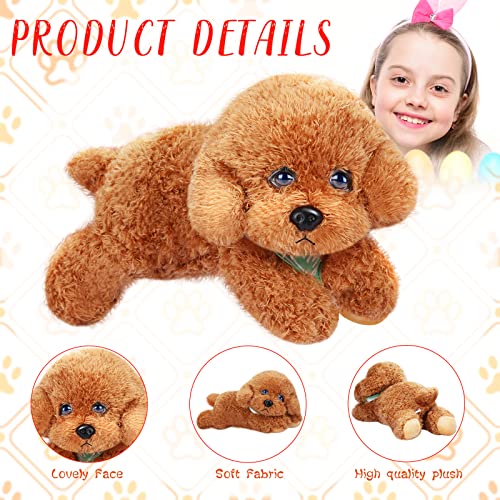 Skylety 2 Piezas Animales de Peluche de Perro Juguetes de Felpa de Perro Pequeño Cachorro de Peluche Marrón Claro Muñeca de Peluche para Cachorros para Suministros de Fiesta Cumpleaños, 12 Pulgadas