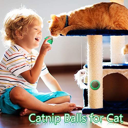 Skylety 4 Piezas Juguetes de Bola de Hierba Gatera para Gatos Bolas Giratorias para Lametón de Hierba Gatera Autoadhesivas Comestibles Juguetes de Nébeda Naturales para Gato Gatito Mastica (Verde)