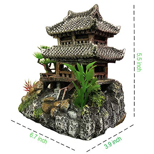 SLOCME Acuario Clásico Resina Castillo Decoraciones - Tanque de Pescado Detalles Realistas Castillo, Ecológico Fish Tank Castle Accesorios Acuario