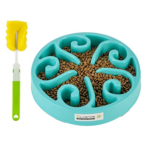 SlowTon Comedero Perro Antivoracidad con Cepillo de Limpieza, Cuencos para Perros y Gatos para Alimentación Lenta, Respetuoso con el Medio Ambiente, Duradero, No tóxico Material