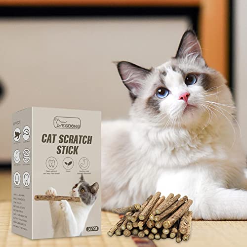 Smaler 30 Uds. De Juguetes para Masticar para la dentición de Gatos, Palos de Hierba gatera Seguros, Juguetes para Gatitos para Limpieza de Dientes, bocadillos interactivos para Mascotas, Suministros