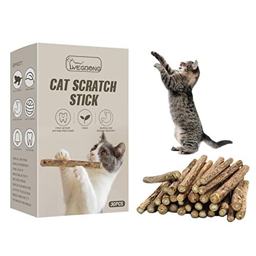 Smaler 30 Uds. De Juguetes para Masticar para la dentición de Gatos, Palos de Hierba gatera Seguros, Juguetes para Gatitos para Limpieza de Dientes, bocadillos interactivos para Mascotas, Suministros