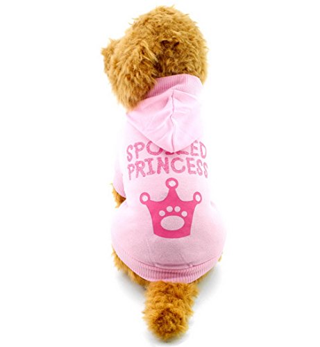 SMALLLEE_LUCKY_STORE Perro pequeño Ropa Camisas Sudadera Niñas Corona Cachorro Camiseta con Capucha Ropa Gato Yorkshire Toy caniche Chihuahua Rosa