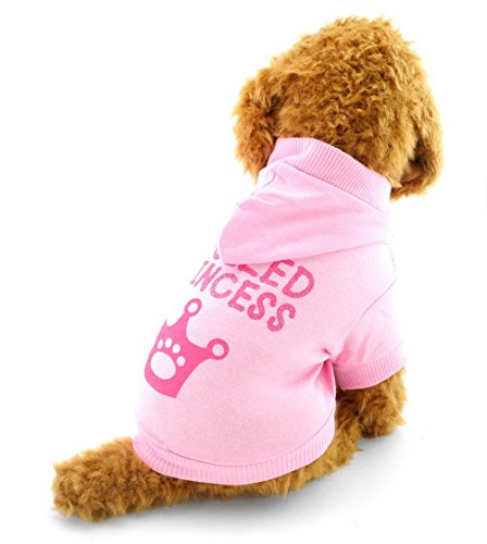 SMALLLEE_LUCKY_STORE Perro pequeño Ropa Camisas Sudadera Niñas Corona Cachorro Camiseta con Capucha Ropa Gato Yorkshire Toy caniche Chihuahua Rosa