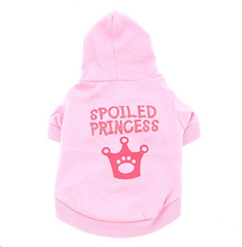 SMALLLEE_LUCKY_STORE Perro pequeño Ropa Camisas Sudadera Niñas Corona Cachorro Camiseta con Capucha Ropa Gato Yorkshire Toy caniche Chihuahua Rosa
