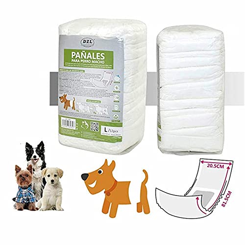 SMELL & SMILE Pañales Desechables para Perro Pañales para Perros Macho Pañal Sanitarios para Perro Mascotas Bragas Higiénicas Suaves absorbentes (L- 20.5 * 81.5 CM)