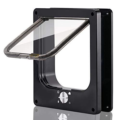 Smilelove - Puertas de Gato magnético para Mascotas con Cerradura giratoria de 4 vías para Gatos, Gatitos y Gatitos ((Negro tamaño Mediano))
