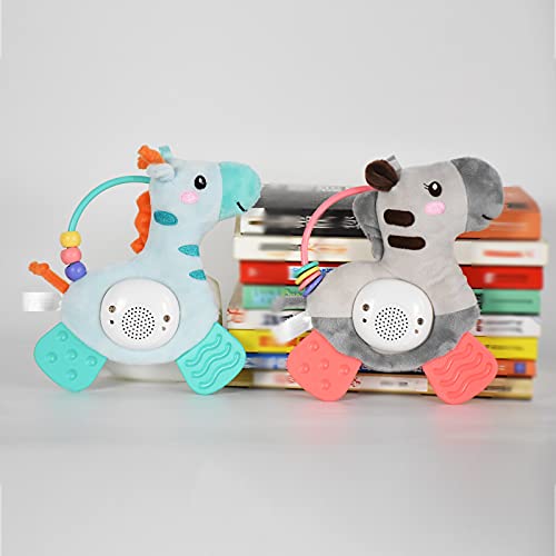Soapow Juguete de peluche de juguete de peluche con mordedor de música de color sonajero colgante muñeca de animal para cuna cochecito de asiento de coche