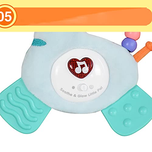 Soapow Juguete de peluche de juguete de peluche con mordedor de música de color sonajero colgante muñeca de animal para cuna cochecito de asiento de coche