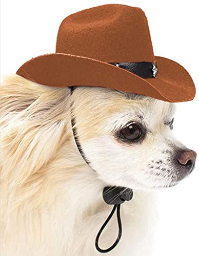 Sombrero de Vaquero para Perro, Accesorio de Disfraz de Mascota para Perros, Gatos, Disfraz de Vacaciones, Mascotas (Marrón Oscuro)