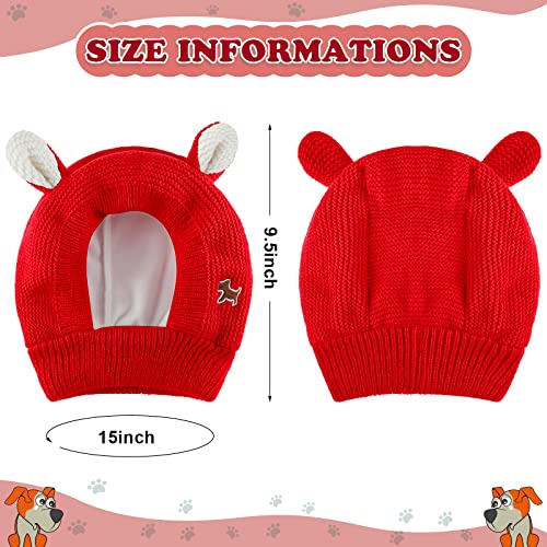 Sombreros de punto para perro, orejas silenciosas, protección contra el ruido, orejeras de perro, perro Snood Pet Head Wrap Bunny Costume para perros medianos a grandes, gatos y mascotas (rojo)