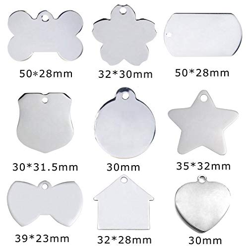 SOWUDM Chapa Perro Grabada 2 PCS Personalizado Pet ID Etiqueta Grabado Acero Inoxidable Nombre Etiquetas Cuello Accesorio Colgante Película Personalizada Perro Placa de Gato Placas para Perros