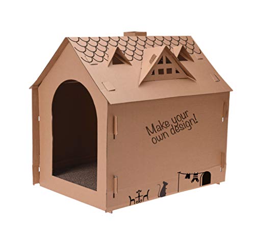 Spetebo Casa para gatos de cartón ondulado – 48 x 44 x 36 cm – Caseta para gatos para diseñar uno mismo – Cueva para gatos