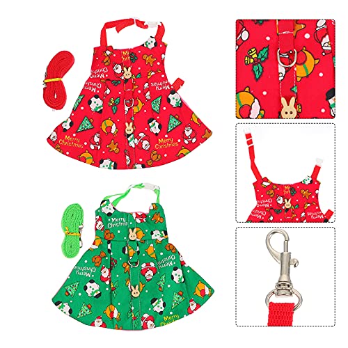 STOBOK 2 Juego de Arnés de Conejo de Navidad con Correa de Conejo Walking Vest Santa Claus Patrón de Muñeco de Nieve para Pequeños Animales Conejo Erizo Hurón Cerdito Ardilla Caminar (S)