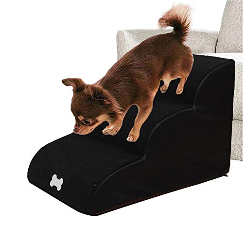su-xuri Escaleras para perros elevadas, escaleras para perros para montar en la cama, muebles para gatos, herramienta de escalada antideslizante de 3 peldaños para animales