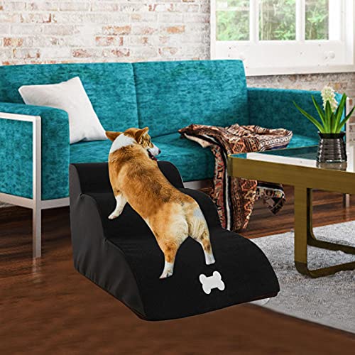 su-xuri Escaleras para perros elevadas, escaleras para perros para montar en la cama, muebles para gatos, herramienta de escalada antideslizante de 3 peldaños para animales